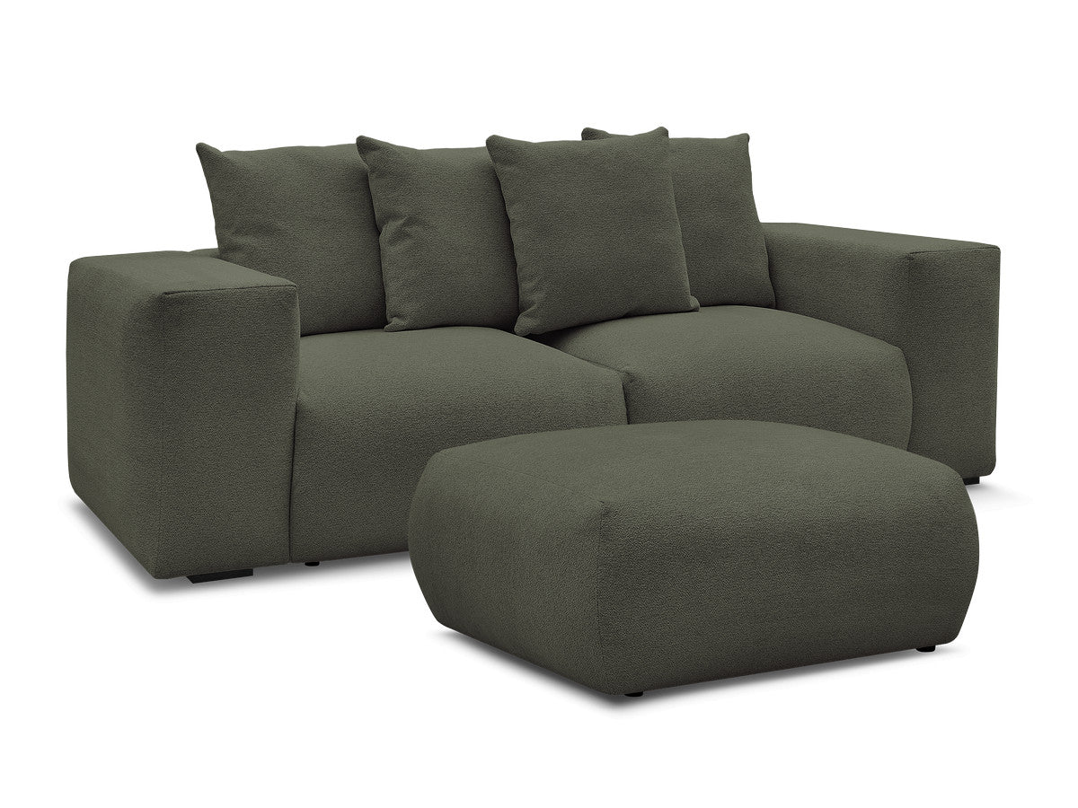 Canapé droit fixe modulable VOLTAIRE tissu chiné avec pouf