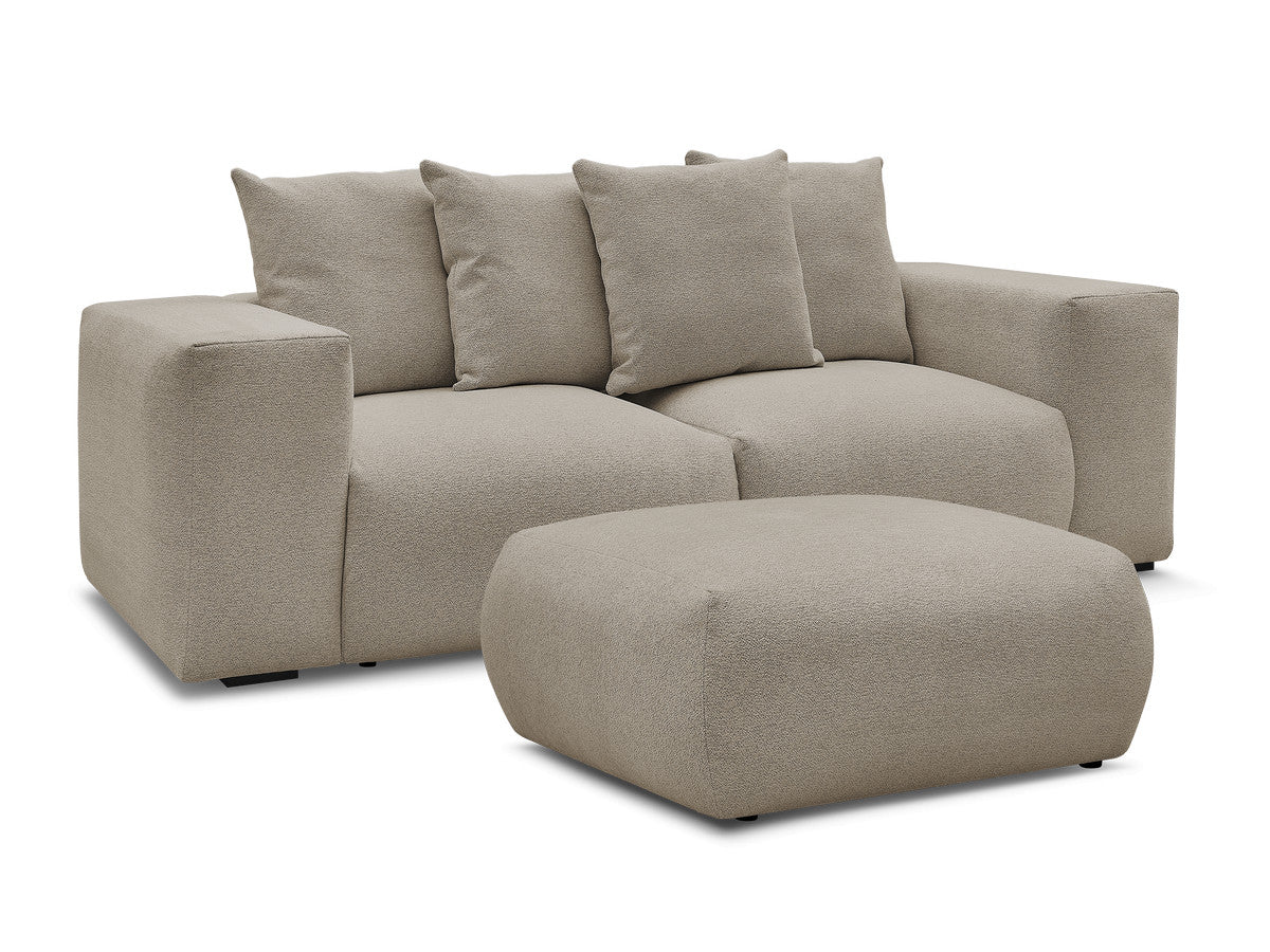 Canapé droit fixe modulable VOLTAIRE tissu chiné avec pouf