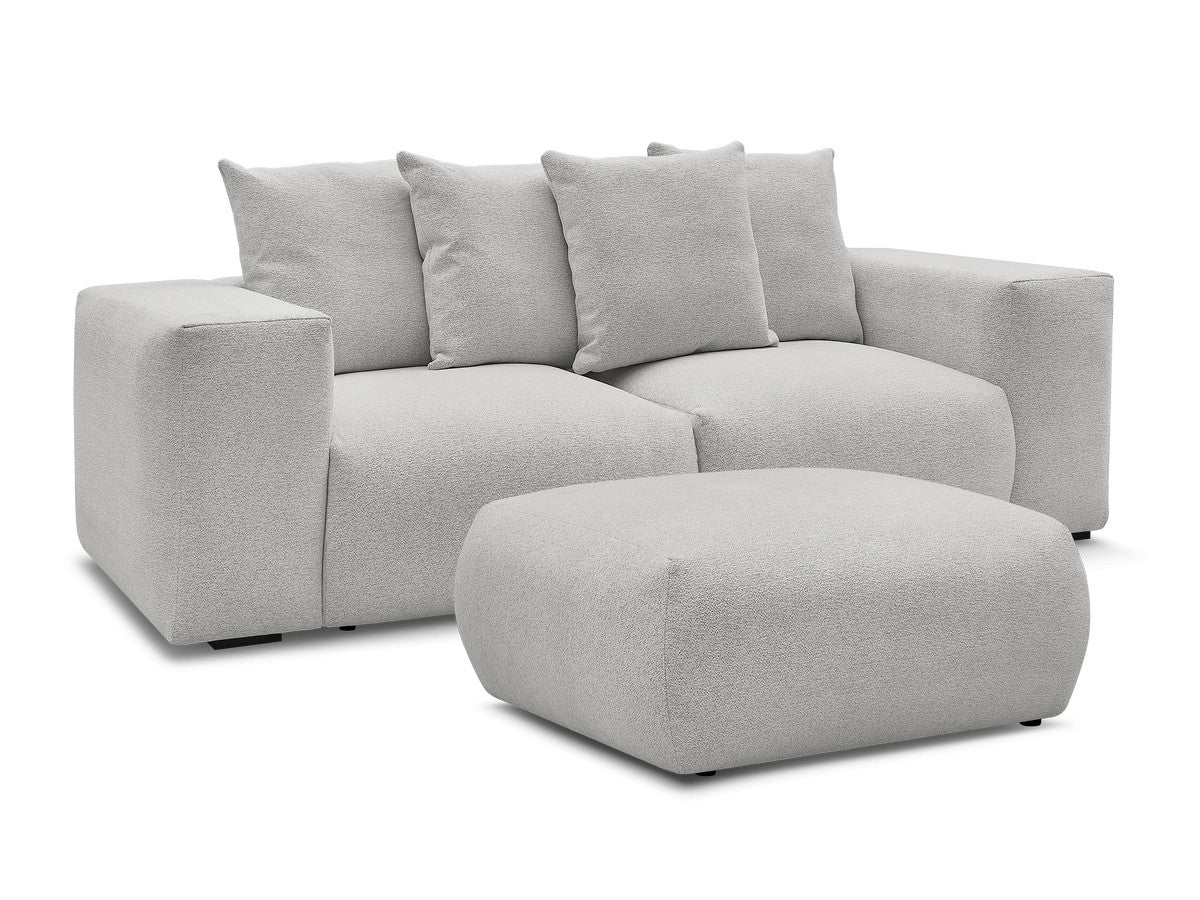 Canapé droit fixe modulable VOLTAIRE tissu chiné avec pouf