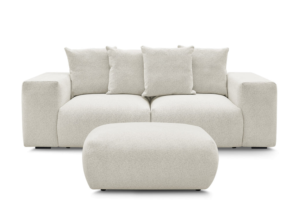 Canapé droit fixe modulable VOLTAIRE tissu chiné avec pouf