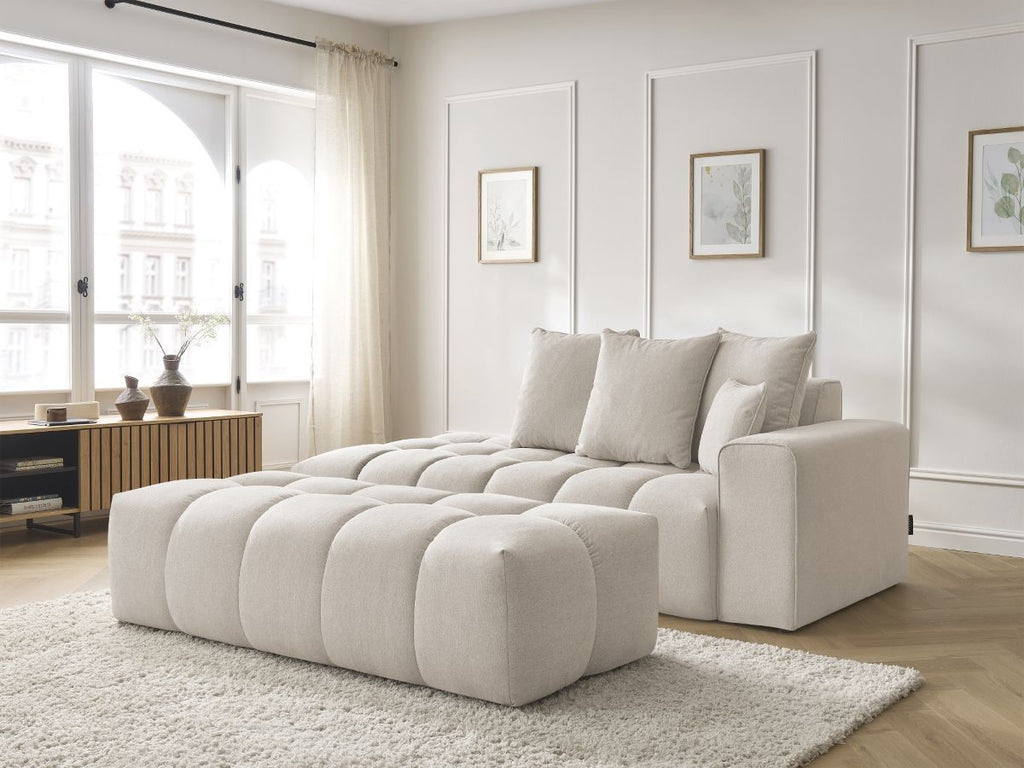 Canapé droit fixe MONT-BLANC tissu chiné avec pouf