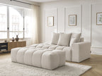 Canapé droit fixe MONT-BLANC tissu chiné avec pouf