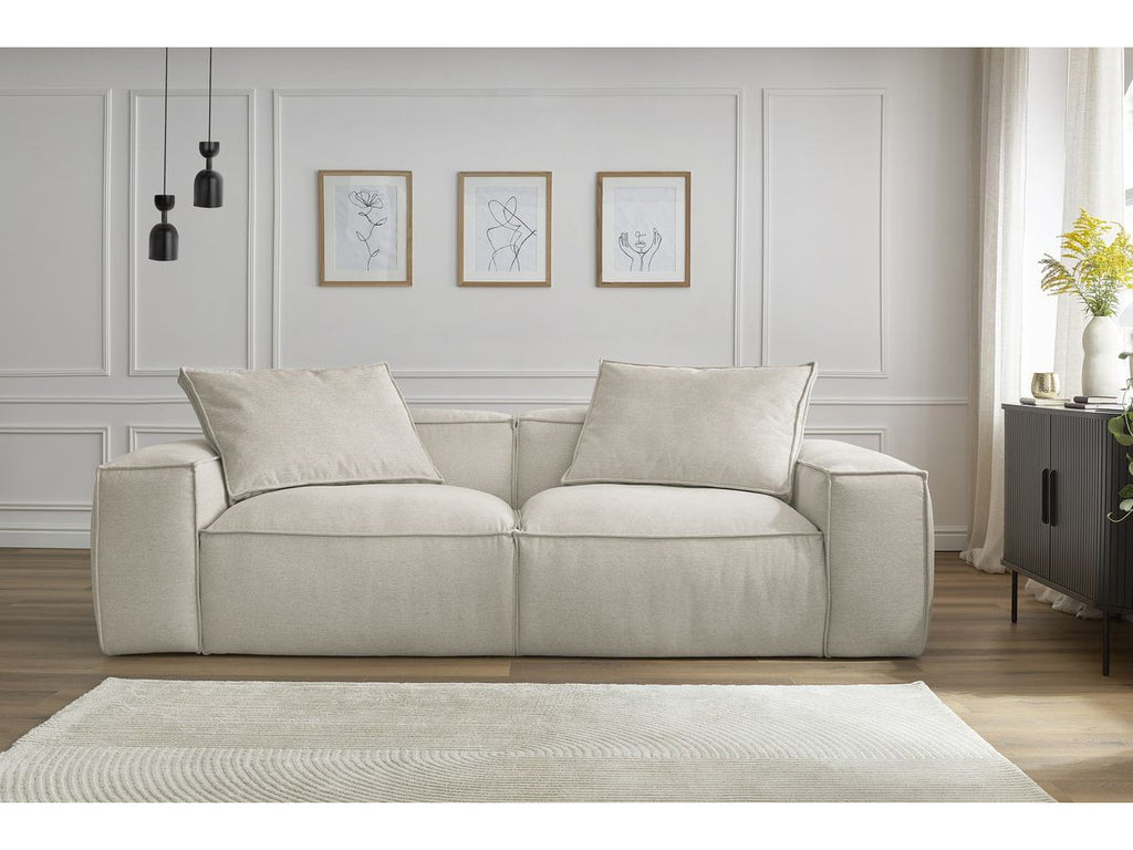 Canapé droit fixe ultra moelleux 3 places BOHEME tissu chiné