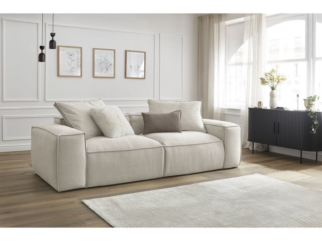 Canapé droit fixe ultra moelleux 3 places BOHEME tissu chiné