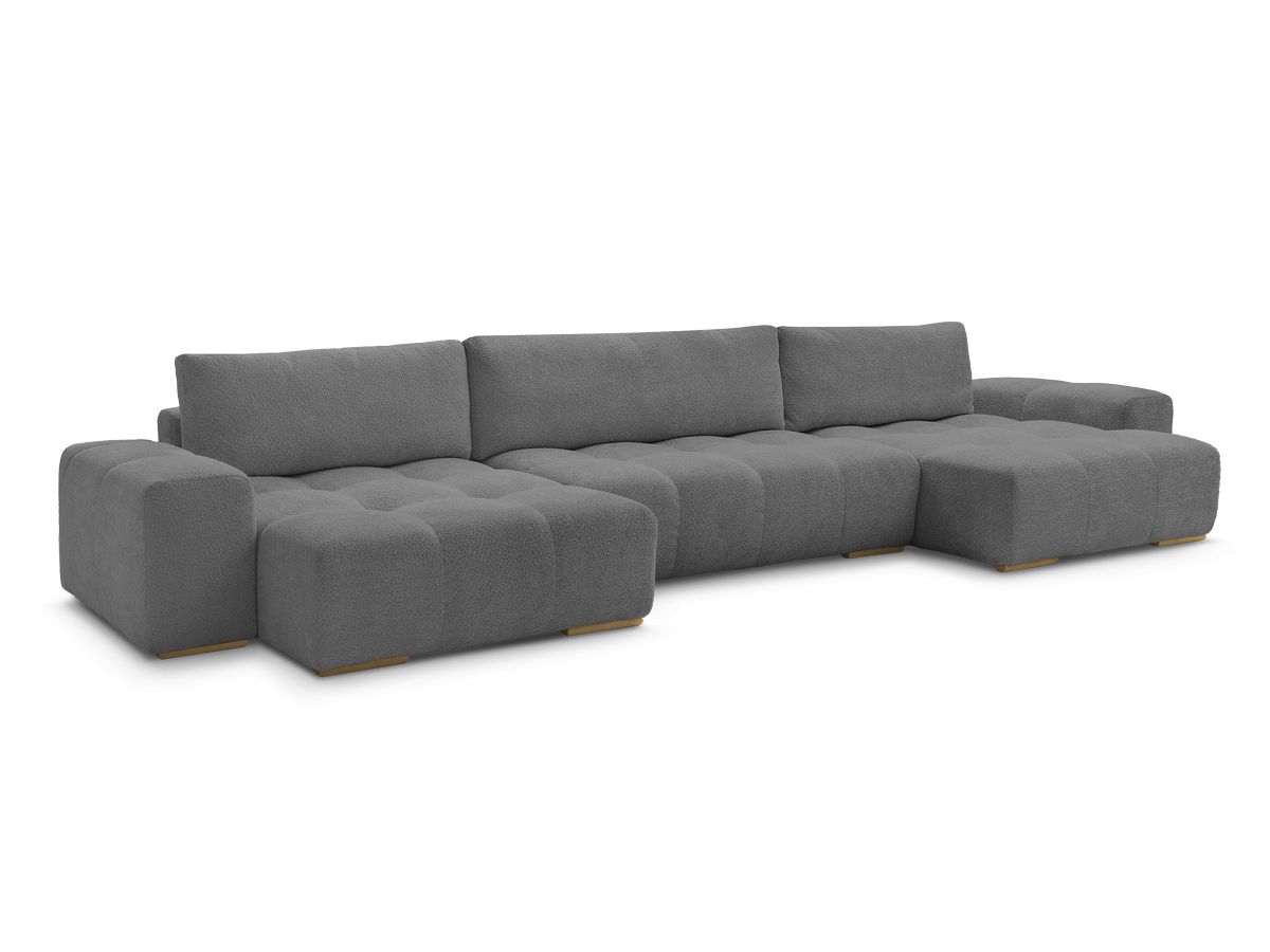 Canapé panoramique convertible coffre ANAKIN tissu bouclette