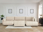 Canapé panoramique convertible coffre ARSENE tissu velours avec pouf