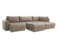 Canapé panoramique convertible coffre ARSENE tissu velours avec pouf