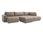 Canapé panoramique convertible coffre ARSENE tissu velours avec pouf