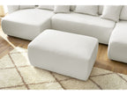 Canapé panoramique convertible coffre ENVY tissu bouclette avec pouf rectangulaire