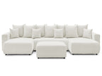 Canapé panoramique convertible coffre ENVY tissu bouclette avec pouf rectangulaire