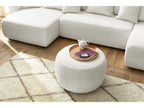 Canapé panoramique convertible coffre ENVY tissu bouclette avec pouf rond