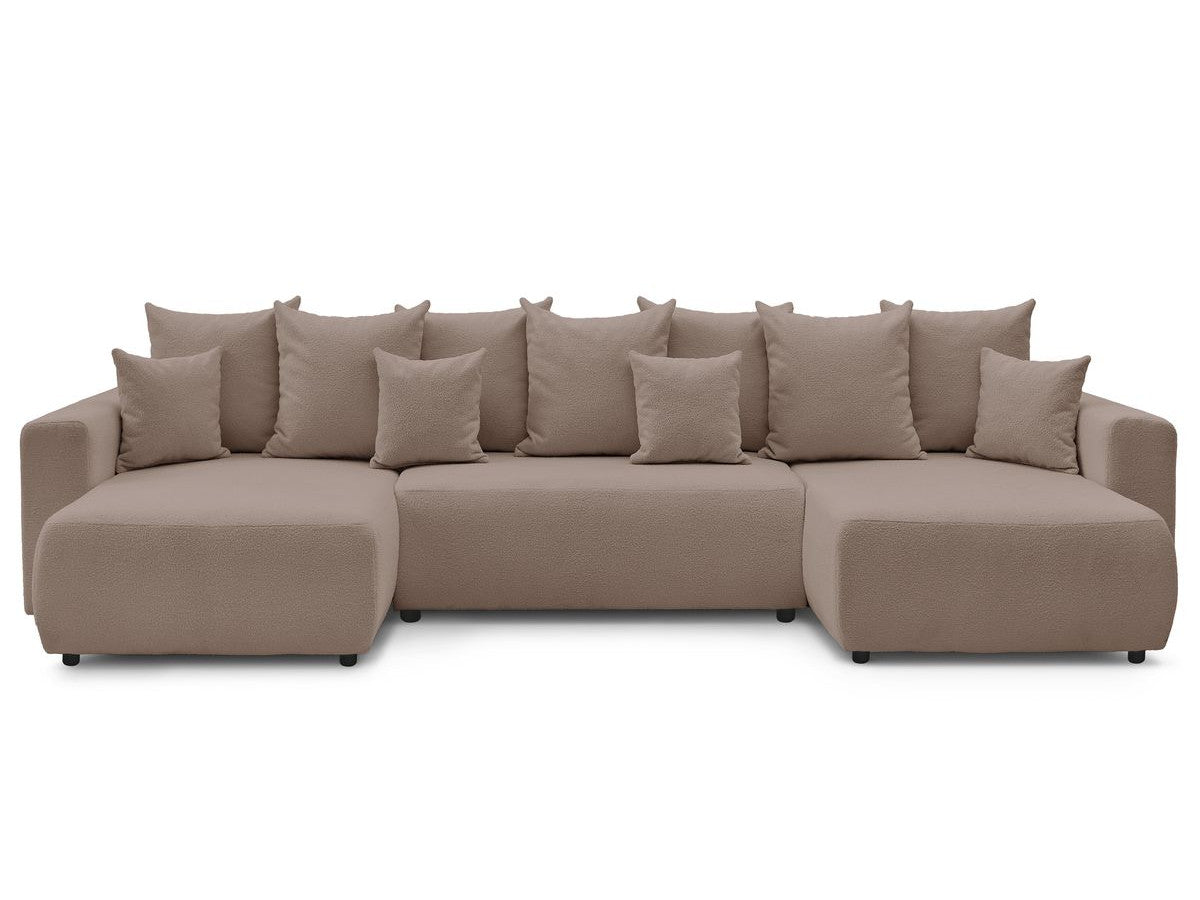 Canapé panoramique convertible coffre ENVY tissu bouclette