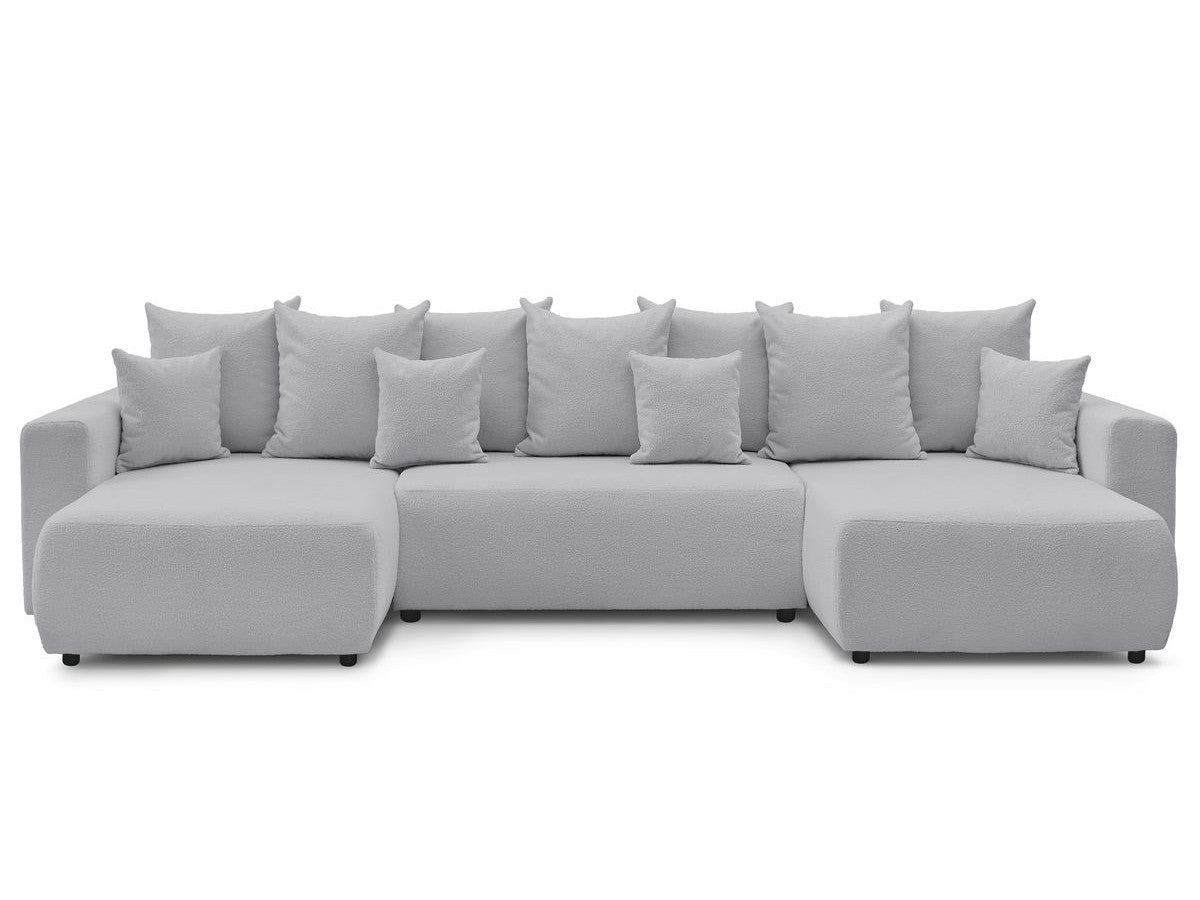 Canapé panoramique convertible coffre ENVY tissu bouclette