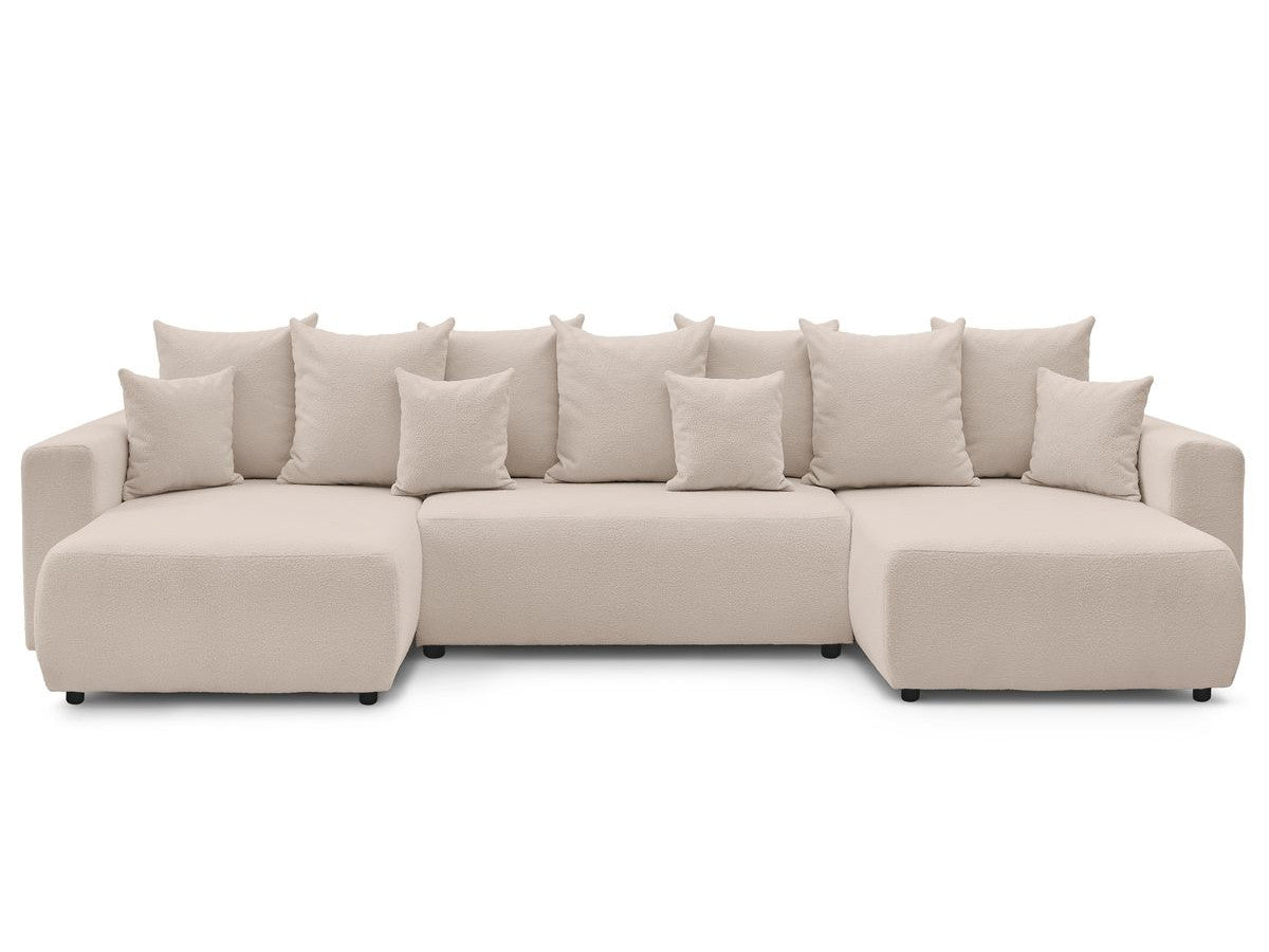 Canapé panoramique convertible coffre ENVY tissu bouclette