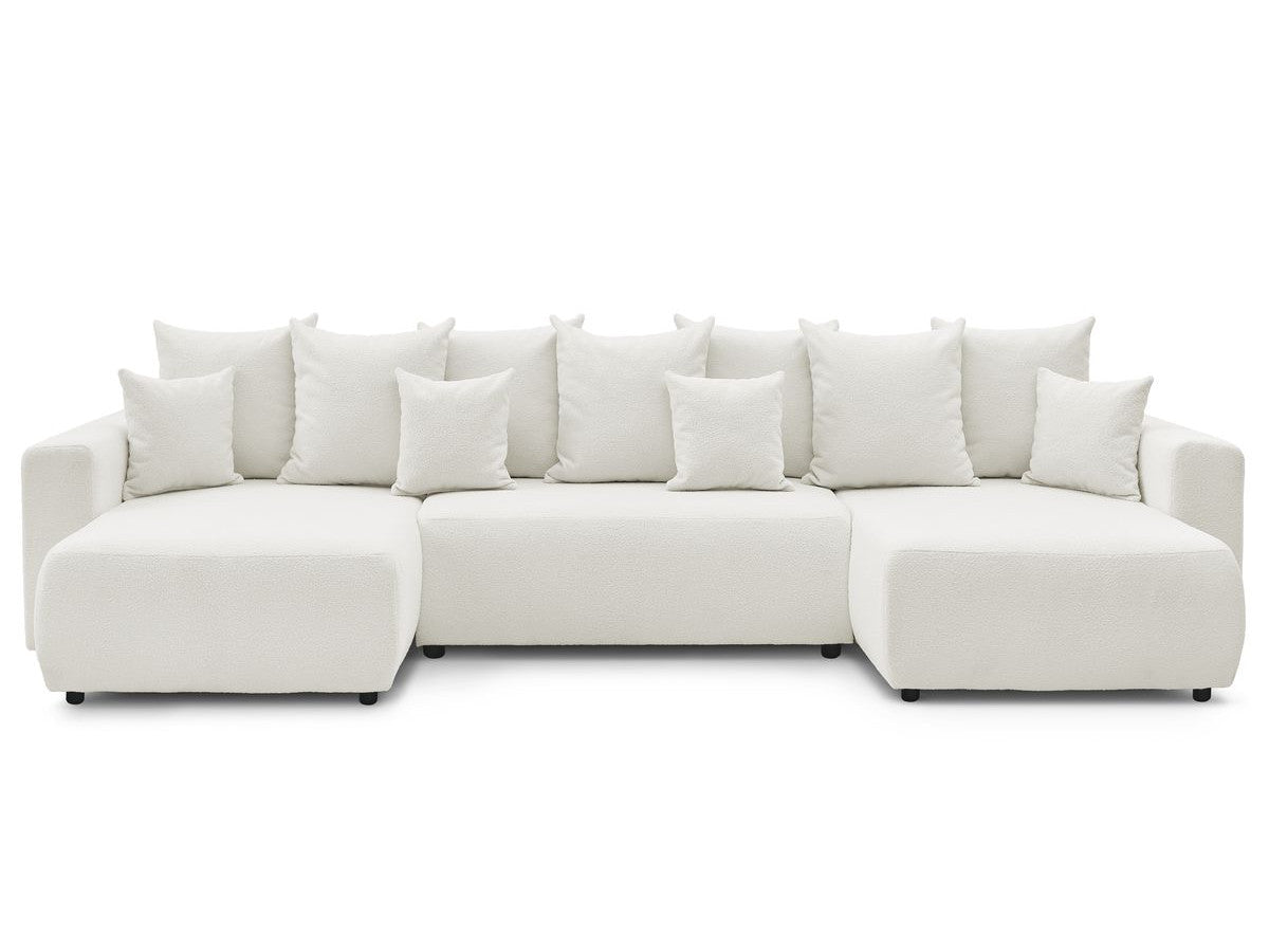 Canapé panoramique convertible coffre ENVY tissu bouclette