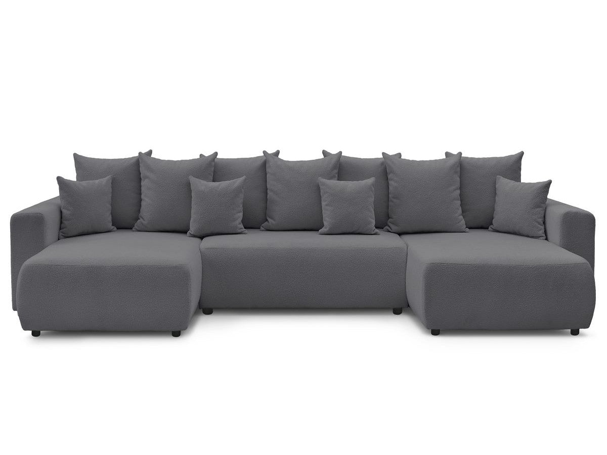 Canapé panoramique convertible coffre ENVY tissu bouclette