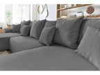 Canapé panoramique convertible coffre ENVY Velours côtelé avec pouf