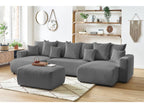 Canapé panoramique convertible coffre ENVY Velours côtelé avec pouf