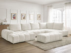 Canapé panoramique convertible coffre EVEREST tissu chiné avec pouf