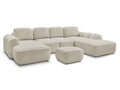 Canapé panoramique convertible coffre MONTAIGNE tissu bouclette avec pouf