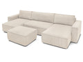 Canapé panoramique convertible coffre NIHAD velours côtelé avec pouf