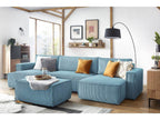 Canapé panoramique convertible coffre NIHAD velours côtelé avec pouf