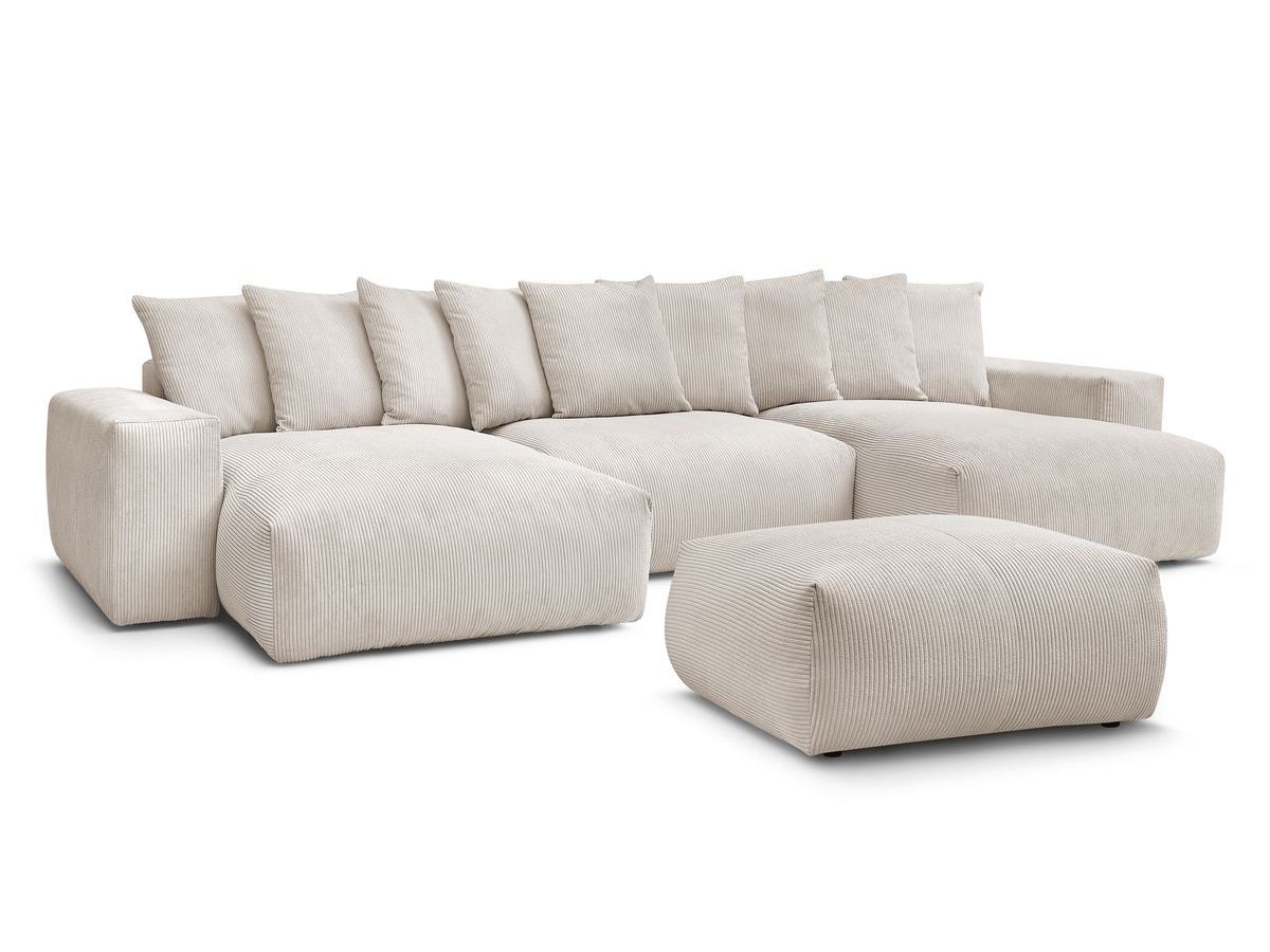 Canapé panoramique convertible coffre VOLTAIRE avec pouf