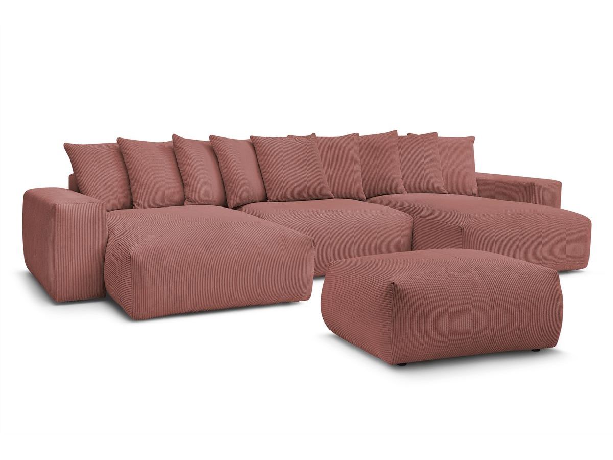 Canapé panoramique convertible coffre VOLTAIRE avec pouf