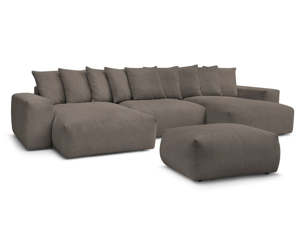 Canapé panoramique convertible coffre VOLTAIRE avec pouf