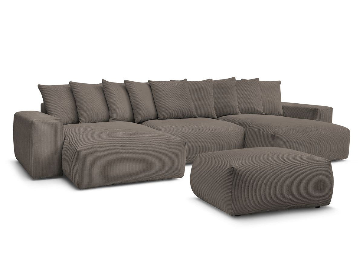 Canapé panoramique convertible coffre VOLTAIRE avec pouf