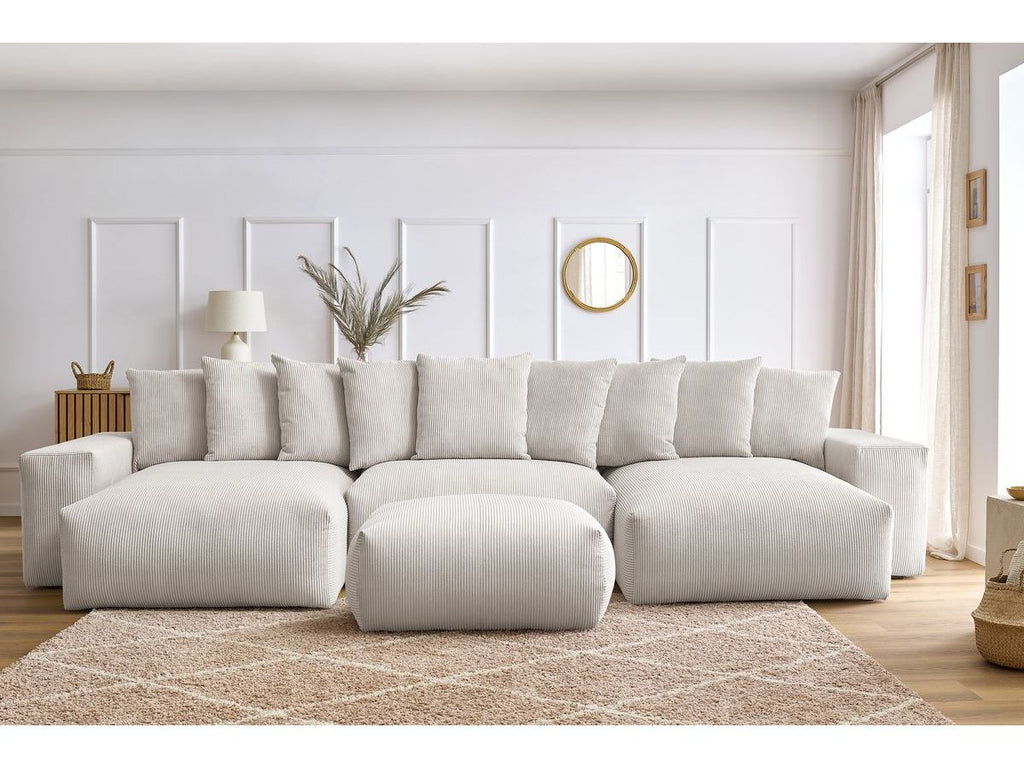 Canapé panoramique convertible coffre VOLTAIRE avec pouf