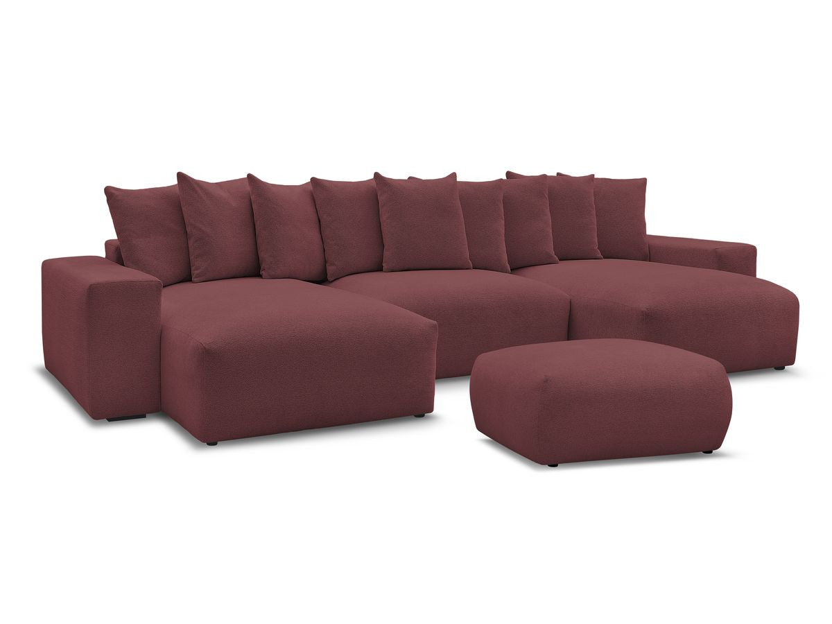 Canapé panoramique convertible coffre VOLTAIRE tissu chiné avec pouf