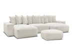 Canapé panoramique convertible coffre VOLTAIRE tissu chiné avec pouf