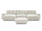 Canapé panoramique convertible coffre VOLTAIRE tissu chiné avec pouf