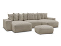 Canapé panoramique convertible coffre VOLTAIRE tissu chiné avec pouf