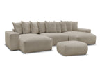 Canapé panoramique convertible coffre VOLTAIRE tissu chiné avec pouf