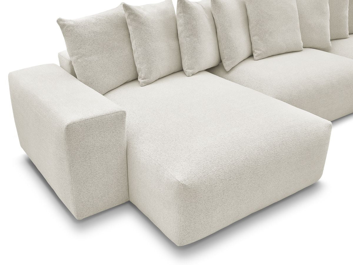 Canapé panoramique convertible coffre VOLTAIRE tissu chiné avec pouf