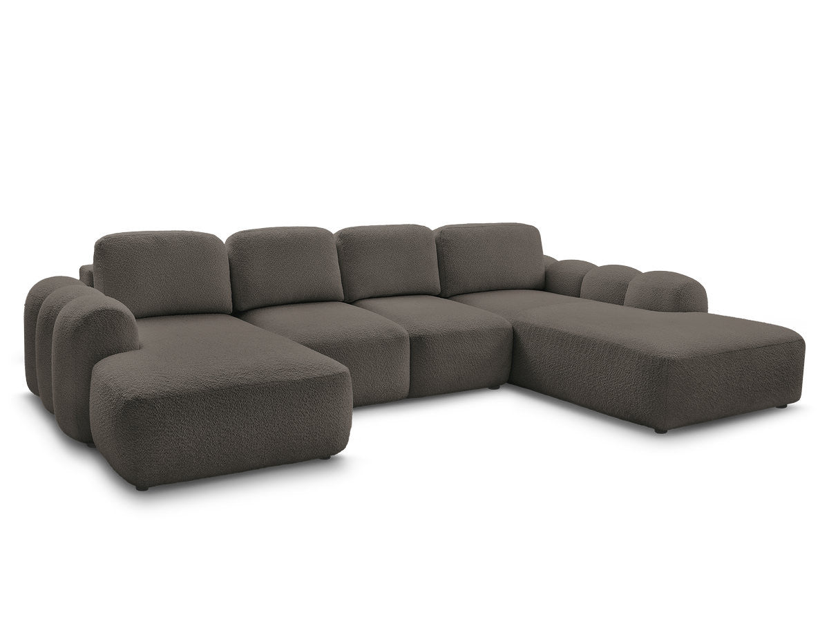 Canapé panoramique convertible coffre MONTAIGNE tissu bouclette