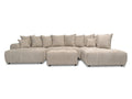 Canapé panoramique convertible ROXELANE tissu bouclette avec pouf