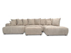 Canapé panoramique convertible ROXELANE tissu bouclette avec pouf