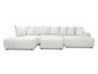 Canapé panoramique convertible ROXELANE tissu bouclette avec pouf