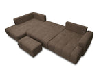 Canapé panoramique convertible ROXELANE tissu bouclette avec pouf