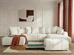 Canapé panoramique convertible ROXELANE tissu chiné avec pouf
