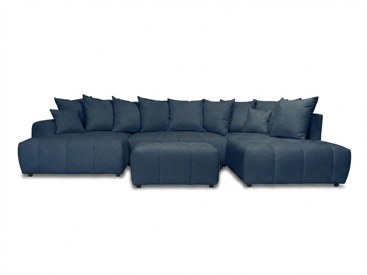 Canapé panoramique convertible ROXELANE tissu chiné avec pouf