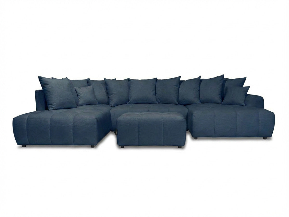 Canapé panoramique convertible ROXELANE tissu chiné avec pouf