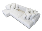 Canapé panoramique convertible ROXELANE tissu chiné avec pouf