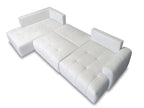 Canapé panoramique convertible ROXELANE tissu chiné avec pouf