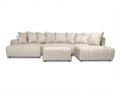 Canapé panoramique convertible ROXELANE tissu chiné avec pouf