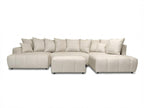 Canapé panoramique convertible ROXELANE tissu chiné avec pouf