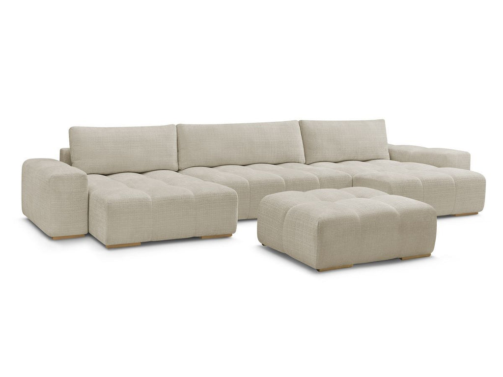 Canapé panoramique fixe ANAKIN tissu texturé avec pouf